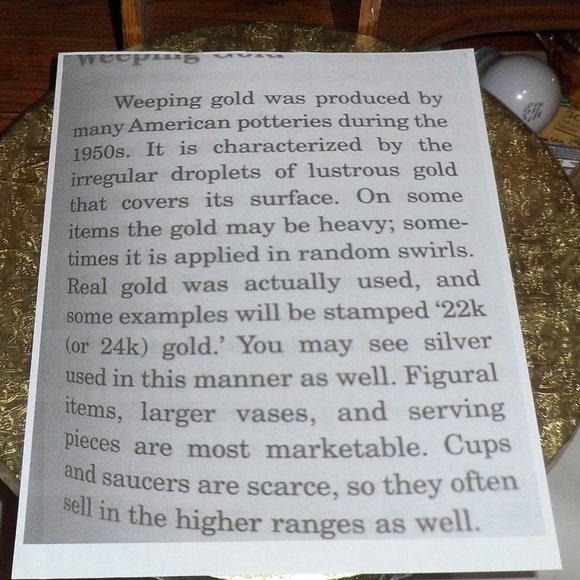 Weeping Bright 22k Gold Divided Dish - Picture 3 of 3